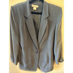 Chaus Vintage Women’s Silk Jacket Navy Blue Size 14: Single Button: See Photos